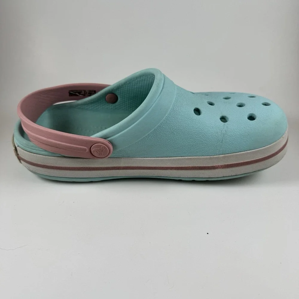 Crocs Crocband Ice Blue Pink White Womens 6 Men's 4 Pre Owned